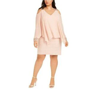 NWT Betsy & Adam Pink Cold Shoulder dress 14W